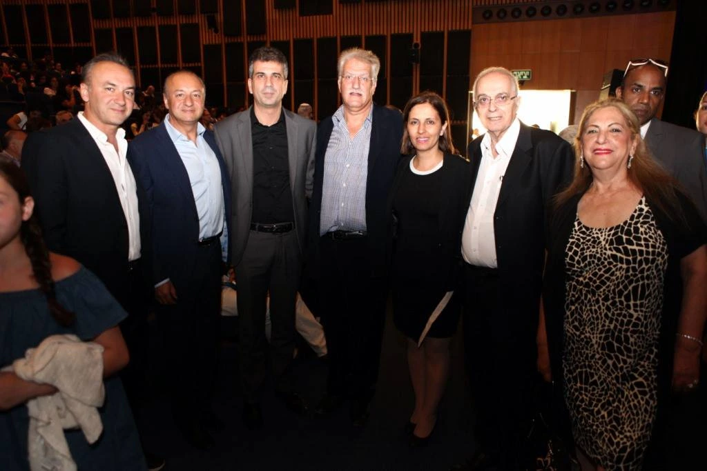 Prof. David Menashri, MK (former) Eli Cohen, and others at the Maccabim Foundation scholarship award ceremony